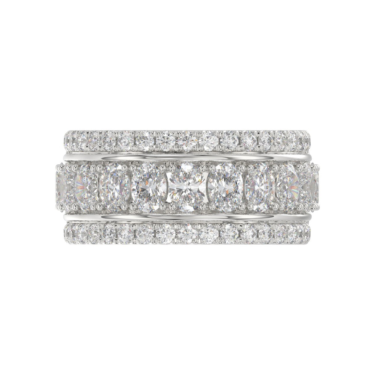 14K WHITE GOLD 2 1/4CT ROUND/OVAL DIAMOND LADIES BAND