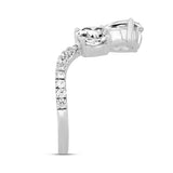 LADIES RING 2CT ROUND/PEAR DIAMOND 14K WHITE GOLD 