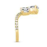 LADIES RING 2CT ROUND/PEAR DIAMOND 14K YELLOW GOLD 