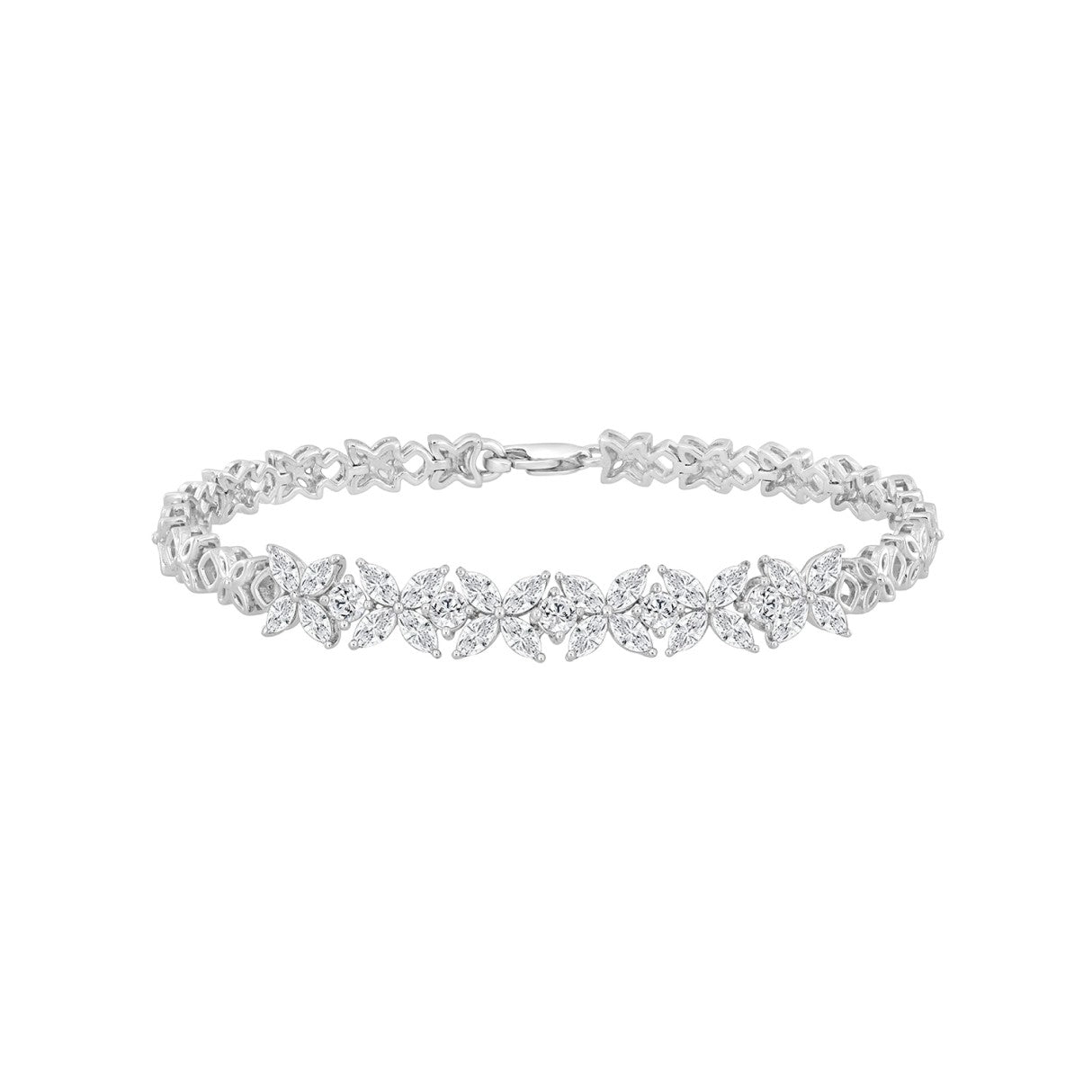 LADIES BRACELET 3CT ROUND/MARQUISE DIAMOND 14K WHITE GOLD