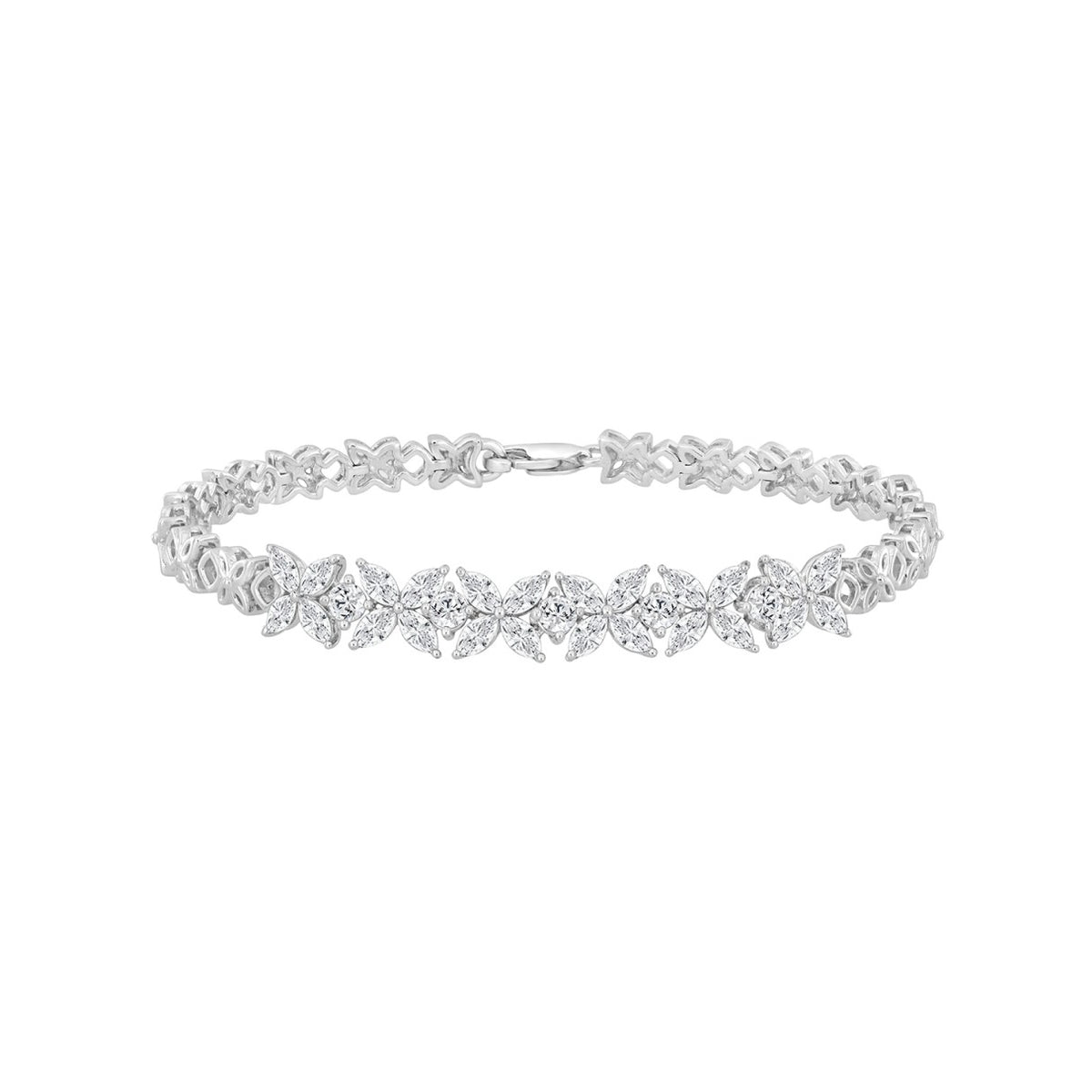 LADIES BRACELET 3CT ROUND/MARQUISE DIAMOND 14K WHITE GOLD