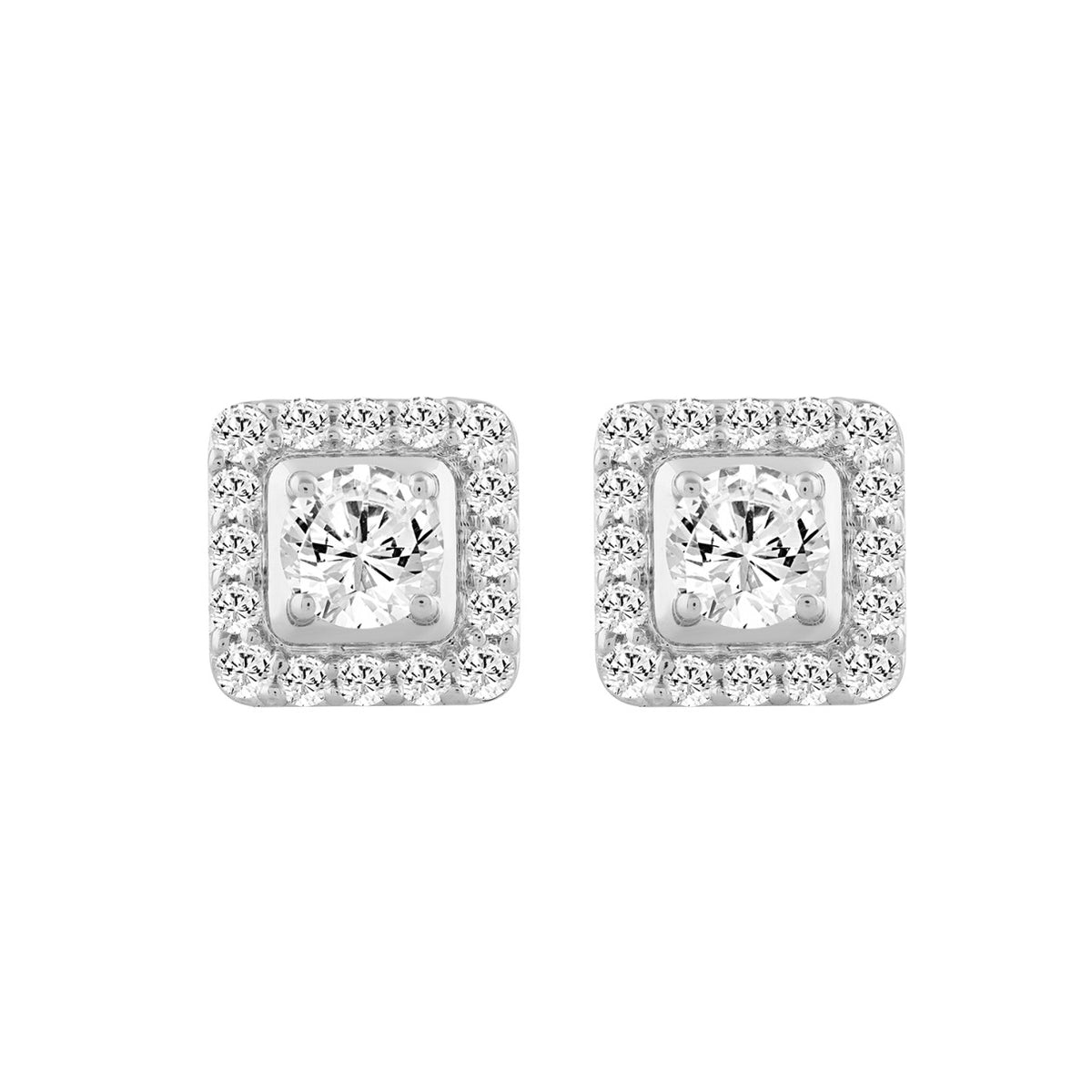LADIES EARRINGS 1 3/4CT ROUND DIAMOND 10K WHITE GOLD