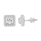 LADIES EARRINGS 1 3/4CT ROUND DIAMOND 10K WHITE GOLD