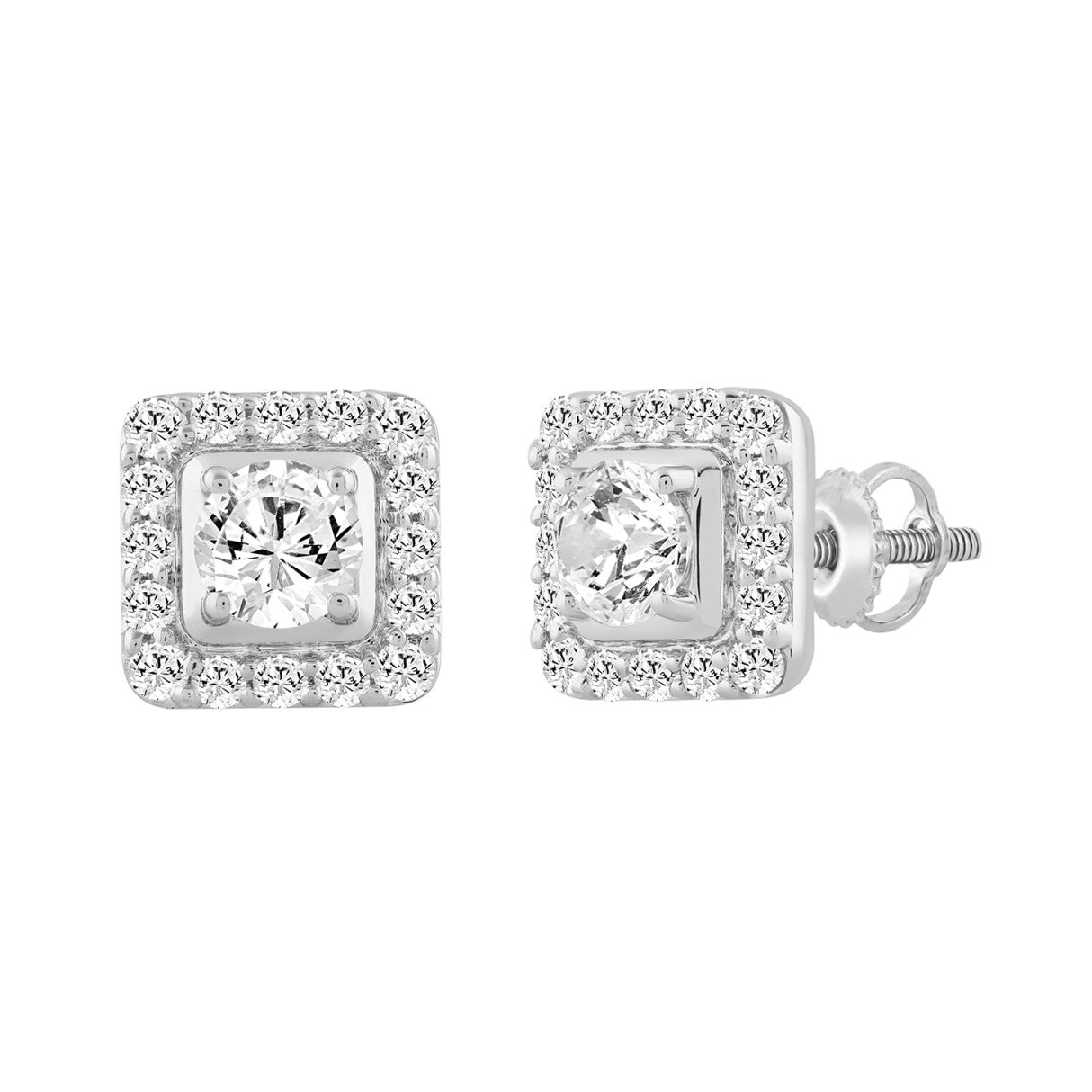 LADIES EARRINGS 1 3/4CT ROUND DIAMOND 10K WHITE GOLD