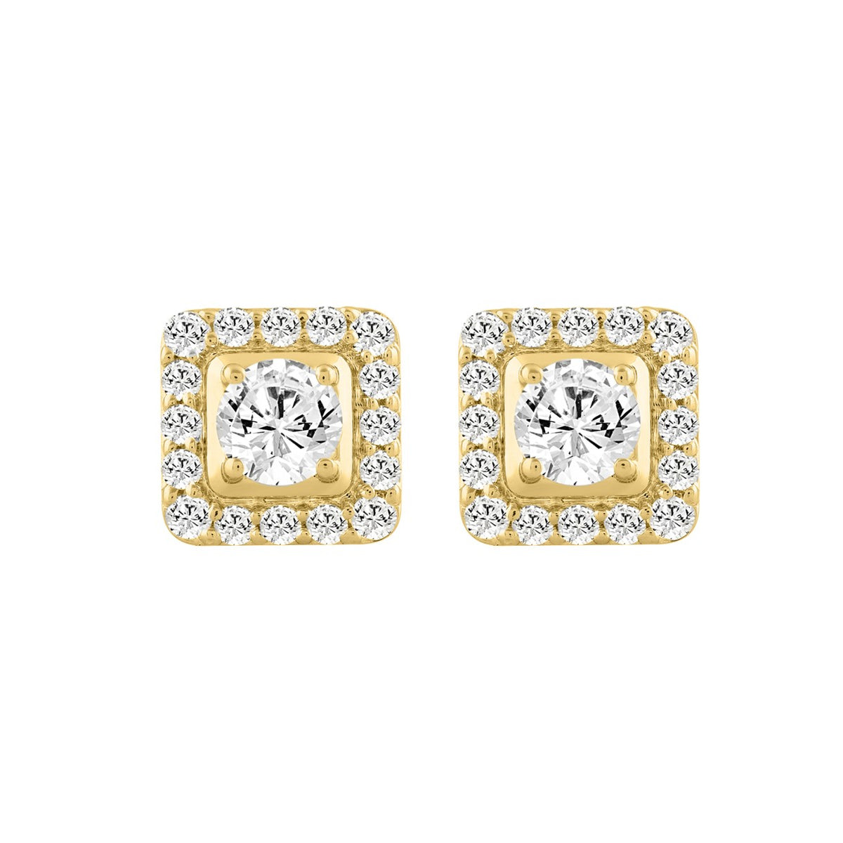 LADIES EARRINGS 1 3/4CT ROUND DIAMOND 10K YELLOW GOLD