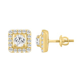 LADIES EARRINGS 1 3/4CT ROUND DIAMOND 10K YELLOW GOLD