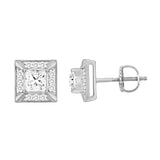 LADIES EARRINGS 1 1/4CT ROUND/PRINCESS DIAMOND 10K WHITE GOLD