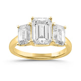 LADIES RING 5CT EMERALD DIAMOND 14K YELLOW GOLD (CENTER STONE EMERALD DIAMOND 3CT )