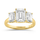 LADIES RING 5CT EMERALD DIAMOND 14K YELLOW GOLD (CENTER STONE EMERALD DIAMOND 3CT )