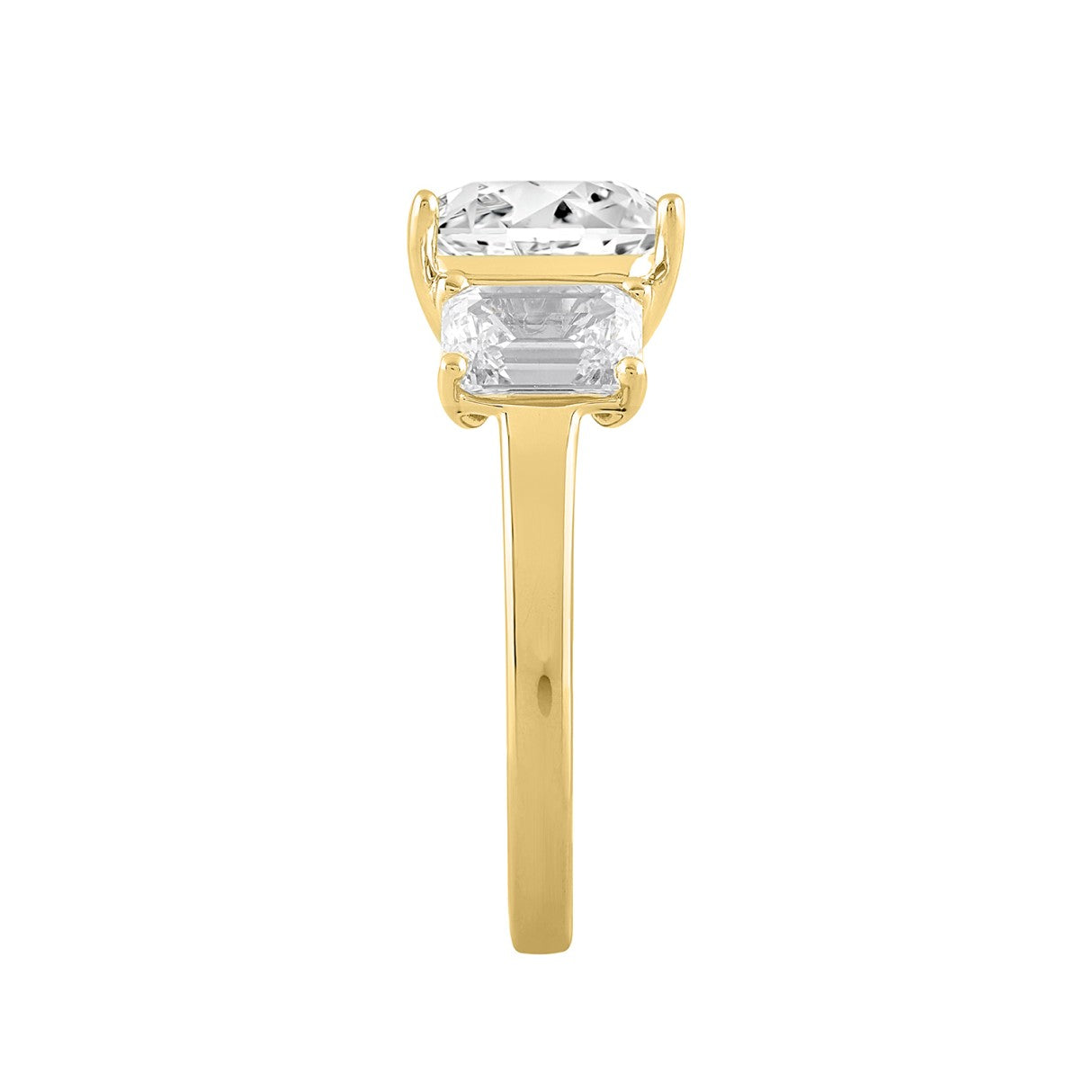 LADIES RING 5CT EMERALD DIAMOND 14K YELLOW GOLD (CENTER STONE EMERALD DIAMOND 3CT )
