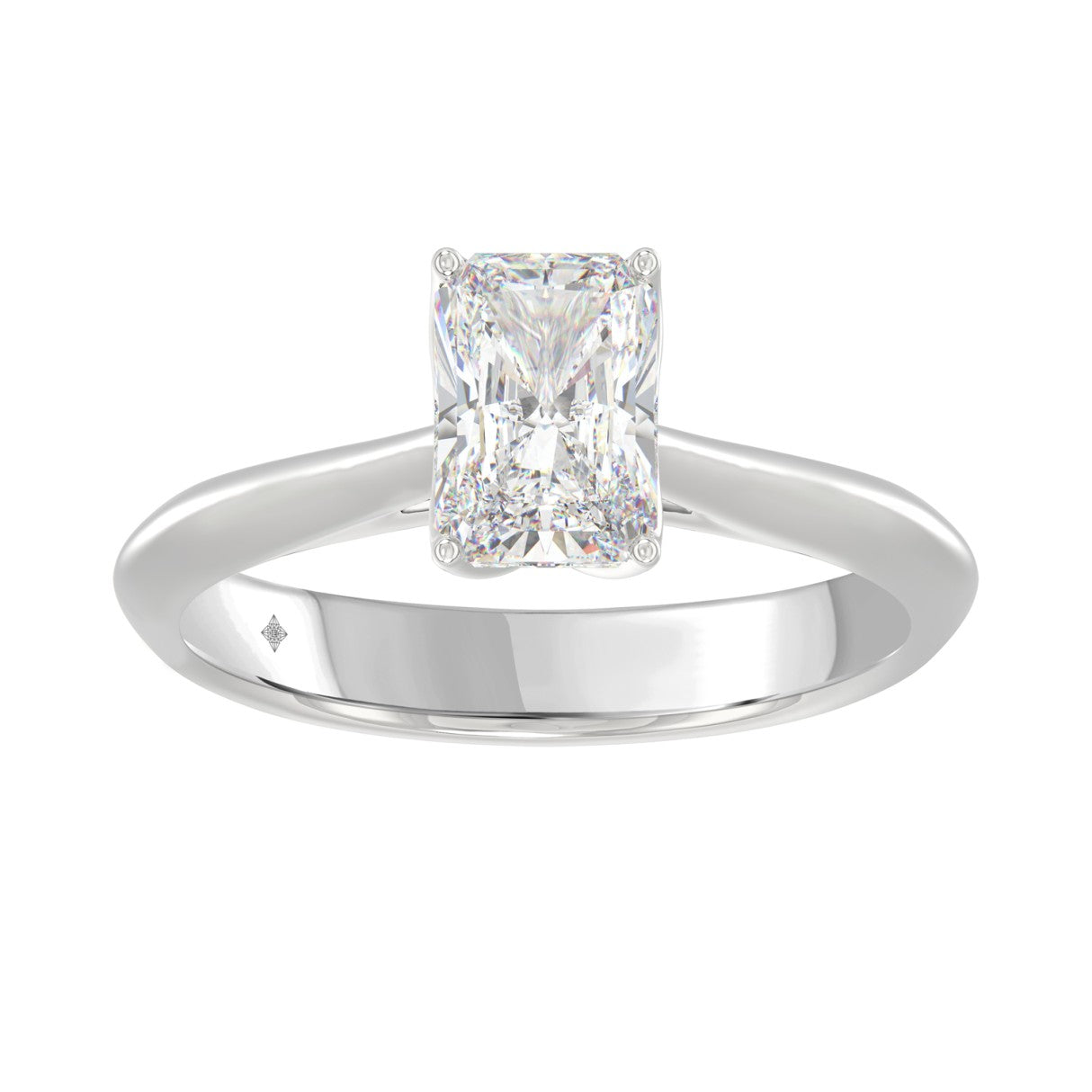 LADIES SOLITAIRE RING 1 1/2CT RADIANT DIAMOND 14K WHITE GOLD
