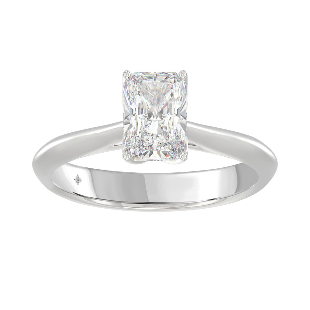 LADIES SOLITAIRE RING 1 1/2CT RADIANT DIAMOND 14K WHITE GOLD