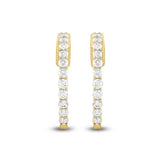 LADIES HOOP EARRINGS 1CT ROUND DIAMOND 14K YELLOW GOLD