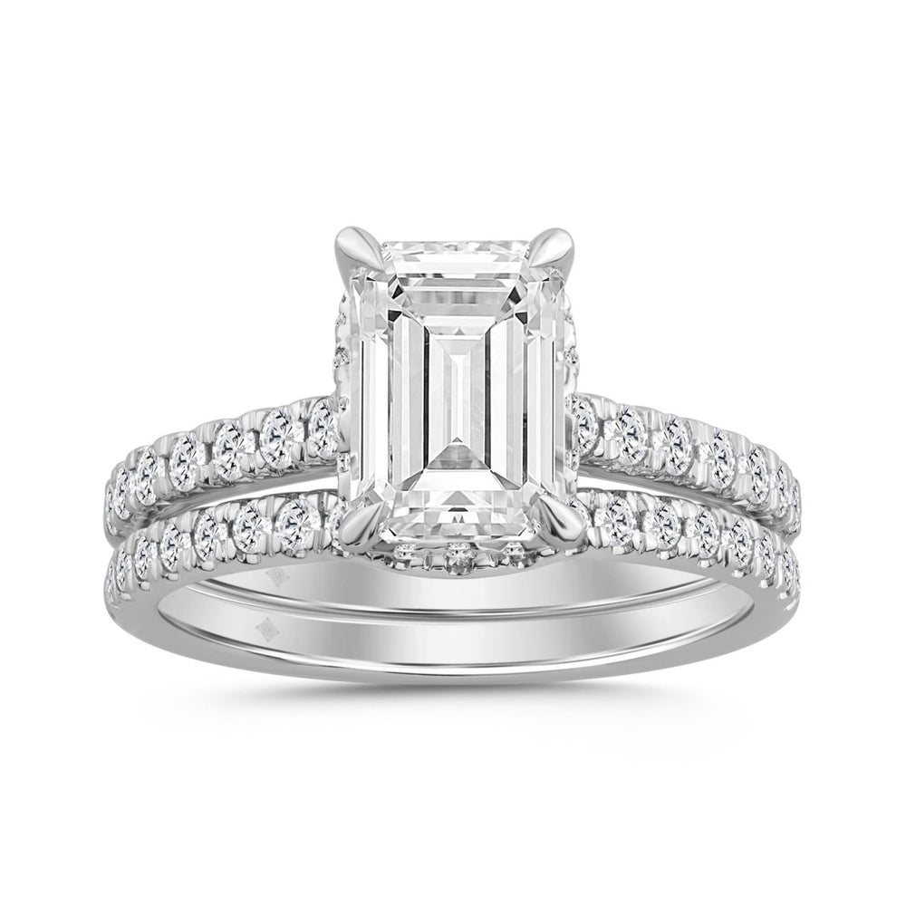14K WHITE GOLD 2 3/4CT ROUND/EMERALD DIAMOND LADIES BRIDAL SET (CENTER STONE EMERALD DIAMOND 2CT)