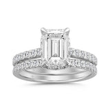 14K WHITE GOLD 2 3/4CT ROUND/EMERALD DIAMOND LADIES BRIDAL SET (CENTER STONE EMERALD DIAMOND 2CT)