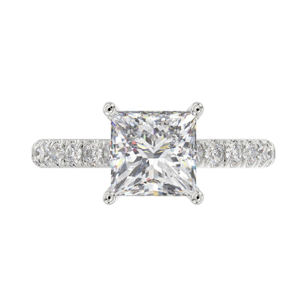 14K WHITE GOLD 2 7/8CT ROUND/PRINCESS DIAMOND LADIES BRIDAL SET (CENTER STONE PRINCESS DIAMOND 2.00CT)
