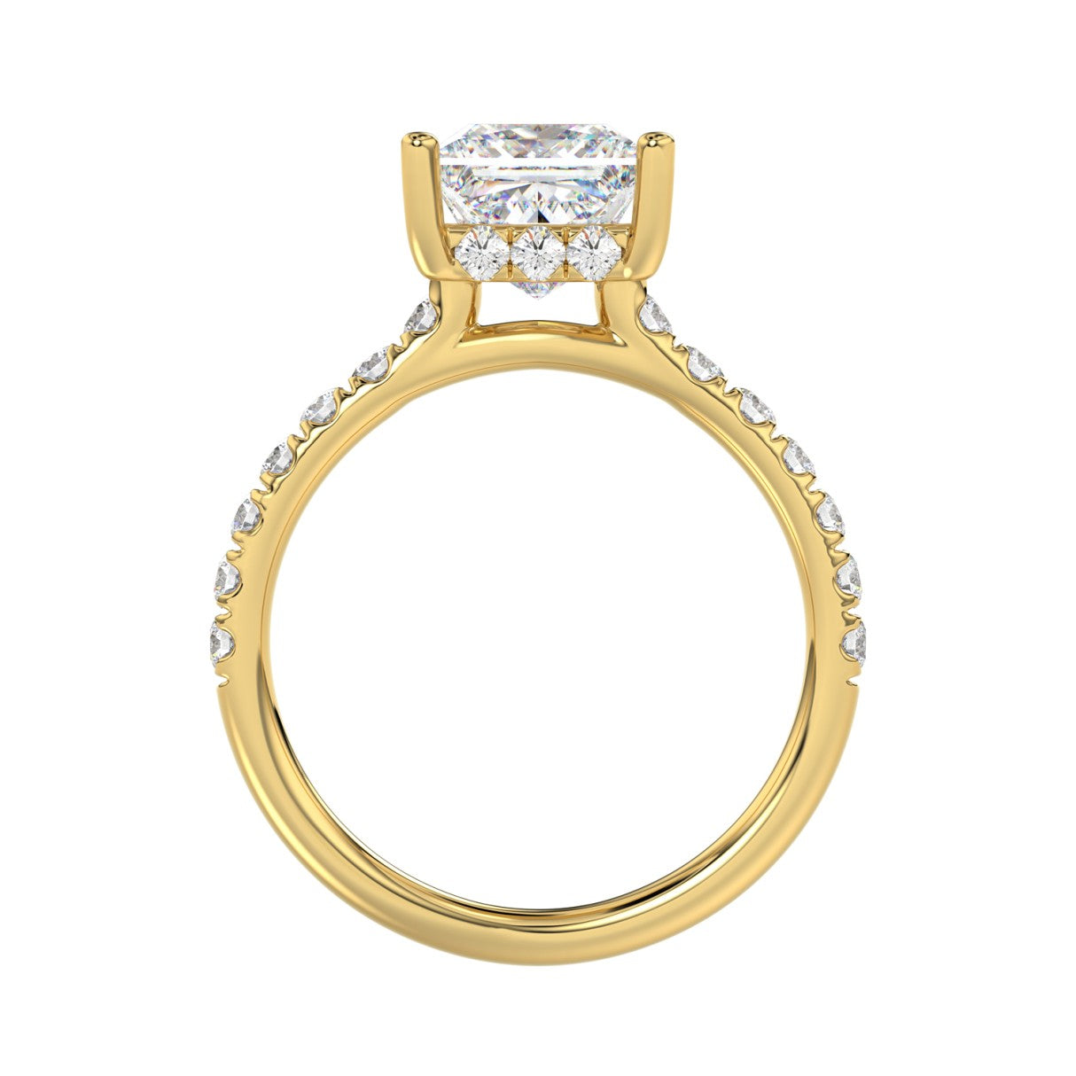 14K YELLOW GOLD 2 7/8CT ROUND/PRINCESS DIAMOND LADIES BRIDAL SET (CENTER STONE PRINCESS DIAMOND 2CT)
