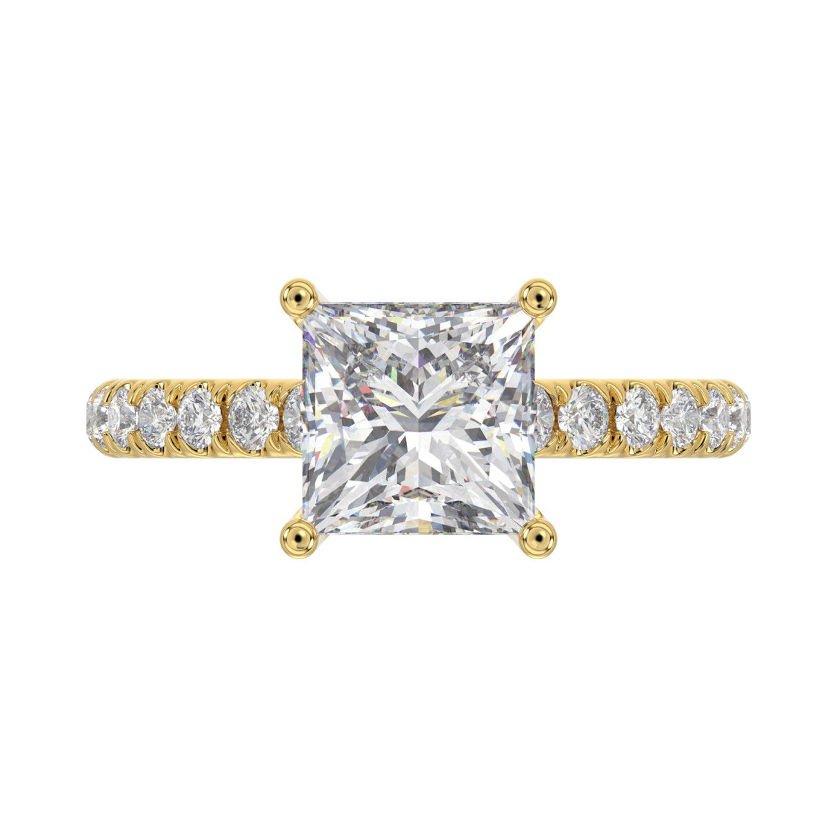 14K YELLOW GOLD 2 7/8CT ROUND/PRINCESS DIAMOND LADIES BRIDAL SET (CENTER STONE PRINCESS DIAMOND 2CT)