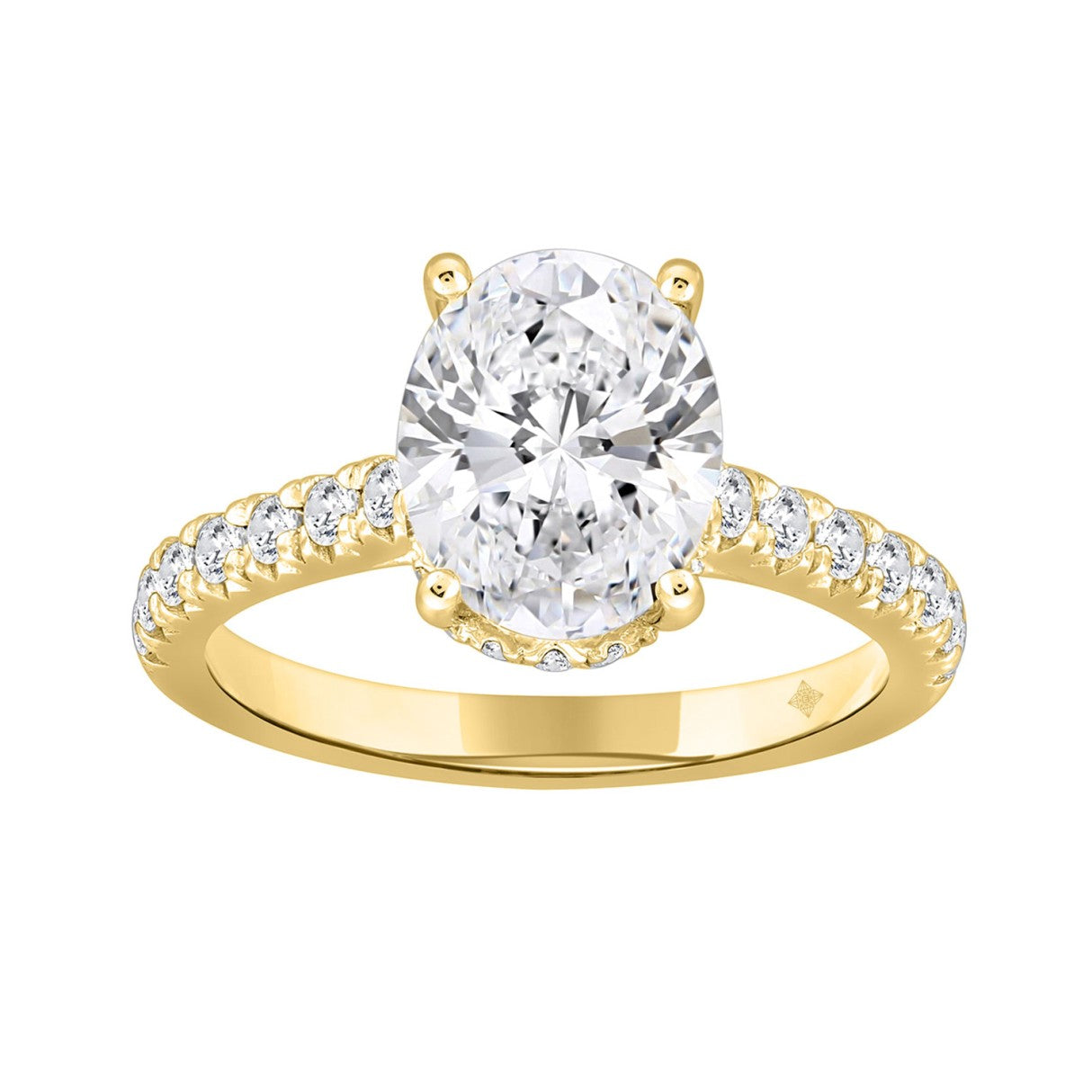 LADIES RING 2 1/2CT ROUND/OVAL DIAMOND 14K YELLOW GOLD (CENTER STONE OVAL DIAMOND 2CT )