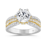 LADIES RING 2 3/4 CT ROUND DIAMOND 14K WHITE/YELLOW GOLD (CENTER STONE ROUND DIAMOND 2CT )