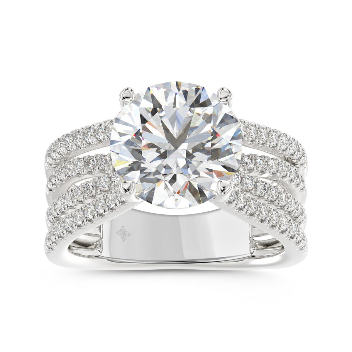 14K WHITE GOLD 3 1/2CT ROUND DIAMOND LADIES RING (CENTER STONE ROUND DIAMOND 3CT)