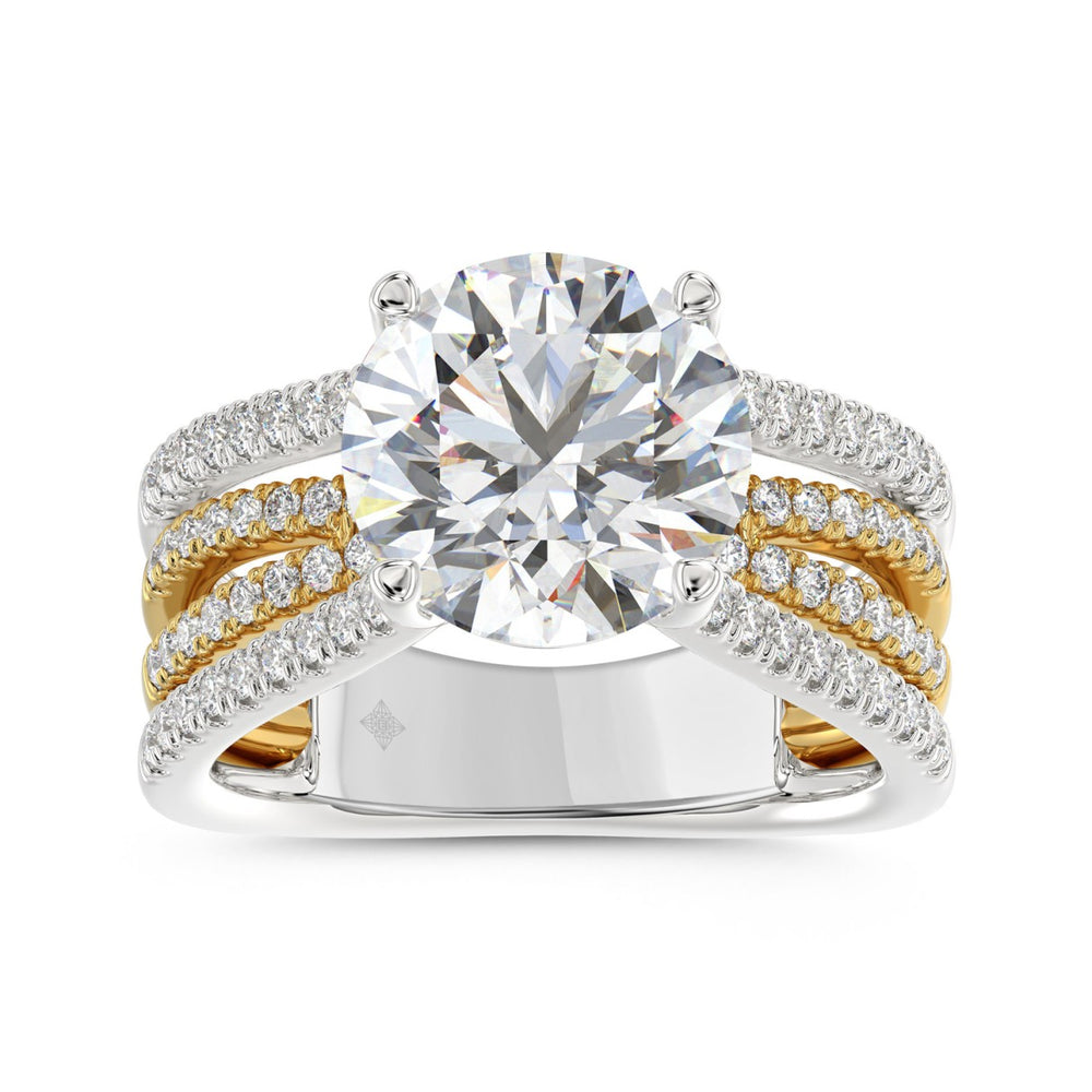 LADIES RING 3 5/8CT ROUND DIAMOND 14K WHITE/YELLOW GOLD (CENTER STONE ROUND DIAMOND 3CT )