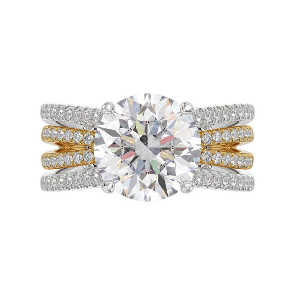 LADIES RING 3 5/8CT ROUND DIAMOND 14K WHITE/YELLOW GOLD (CENTER STONE ROUND DIAMOND 3CT )