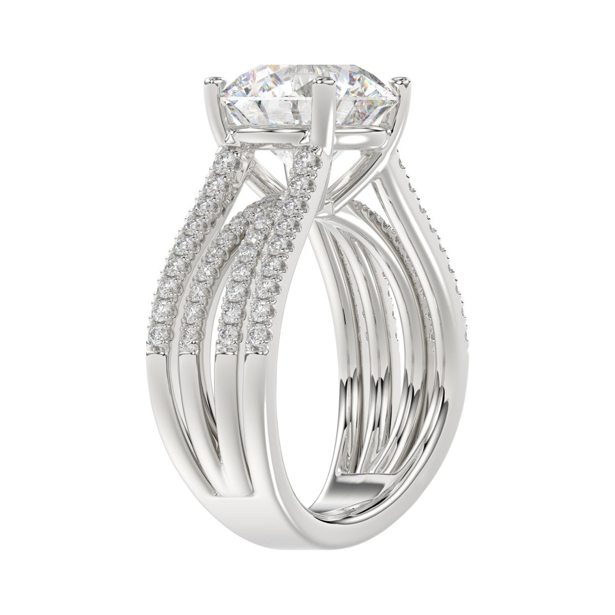 14K WHITE GOLD 3 1/2CT ROUND DIAMOND LADIES RING (CENTER STONE ROUND DIAMOND 3CT)