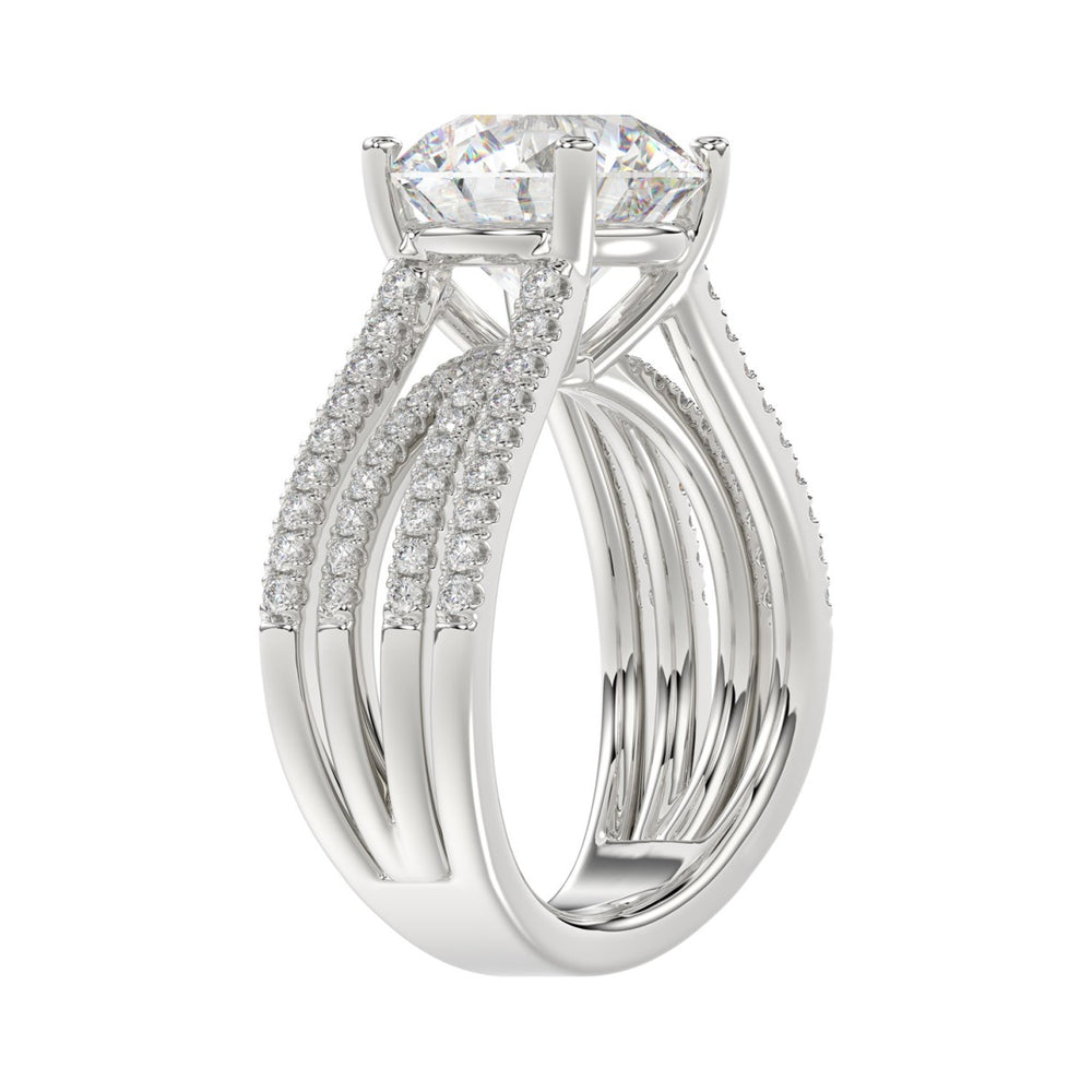 14K WHITE GOLD 3 1/2CT ROUND DIAMOND LADIES RING (CENTER STONE ROUND DIAMOND 3CT)