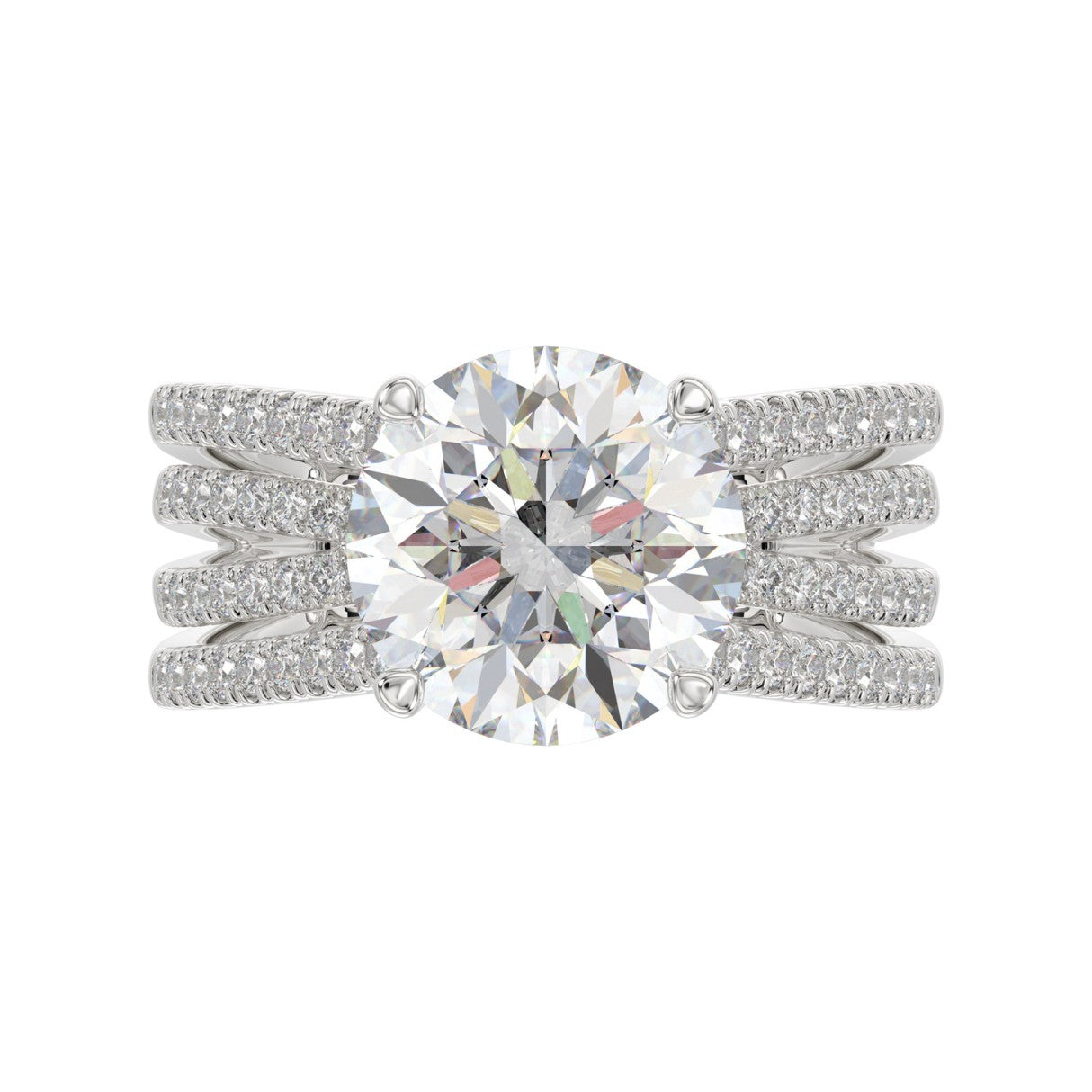 14K WHITE GOLD 3 1/2CT ROUND DIAMOND LADIES RING (CENTER STONE ROUND DIAMOND 3CT)