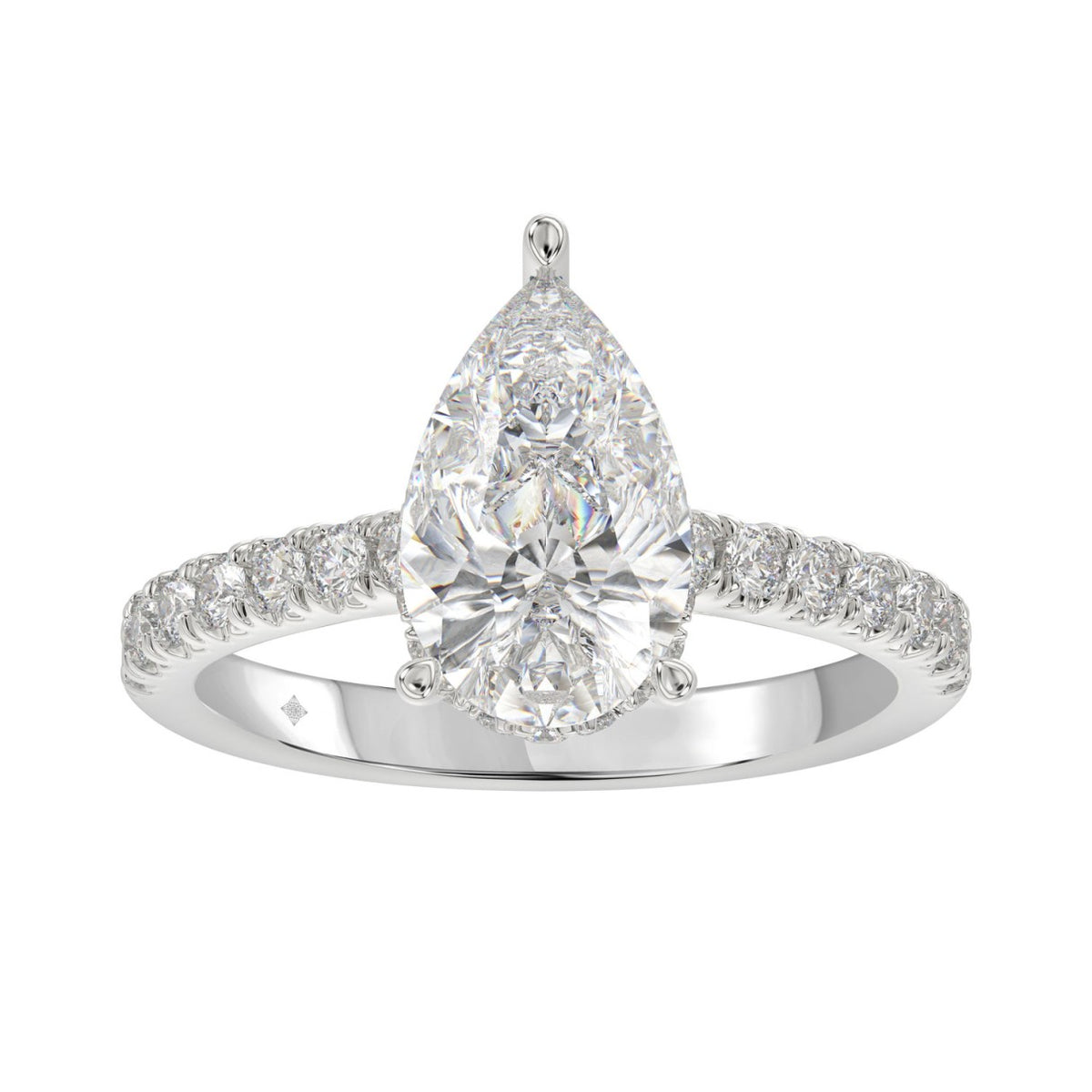 LADIES RING 2 1/2CT ROUND/PEAR/DIAMOND 14K WHITE GOLD