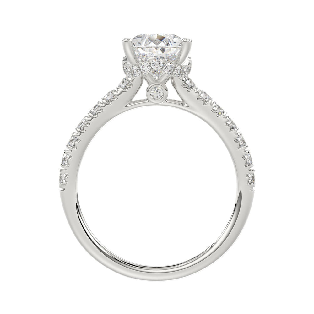 LADIES RING 2 1/2CT ROUND/PEAR/DIAMOND 14K WHITE GOLD