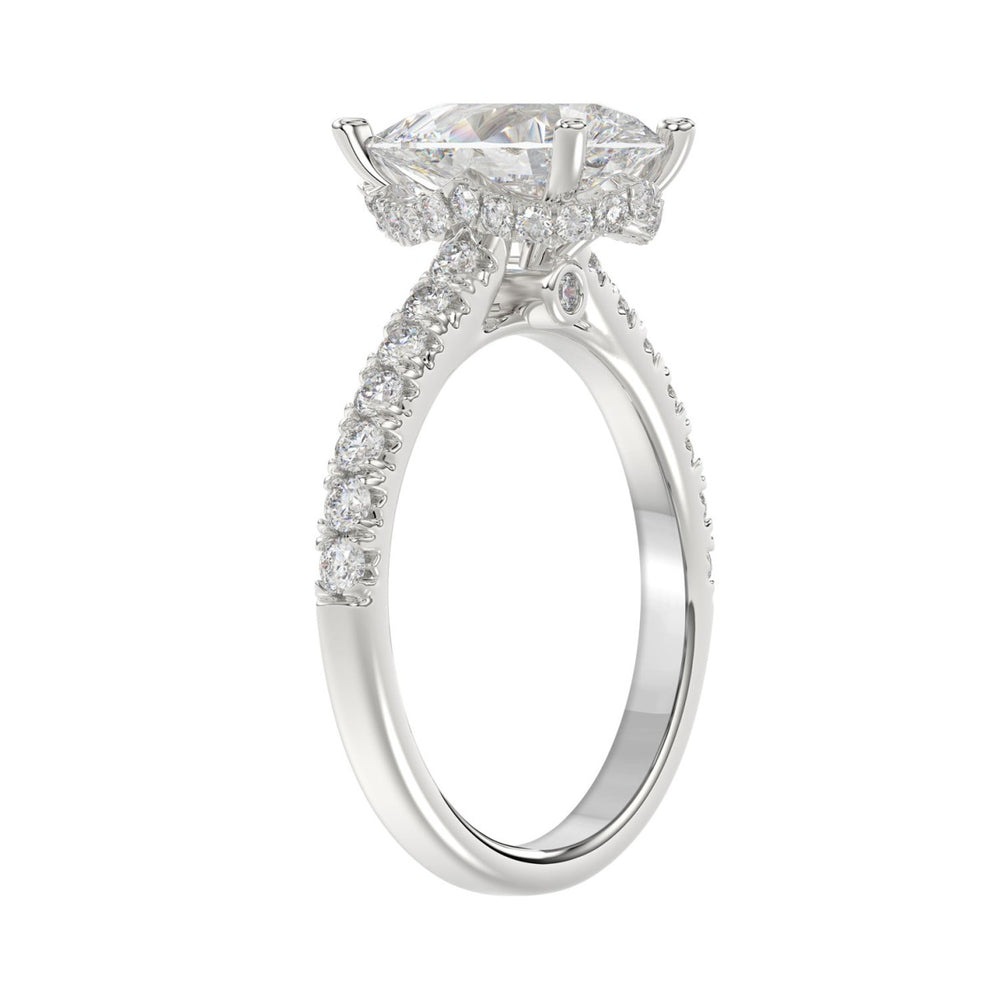 LADIES RING 2 1/2CT ROUND/PEAR/DIAMOND 14K WHITE GOLD