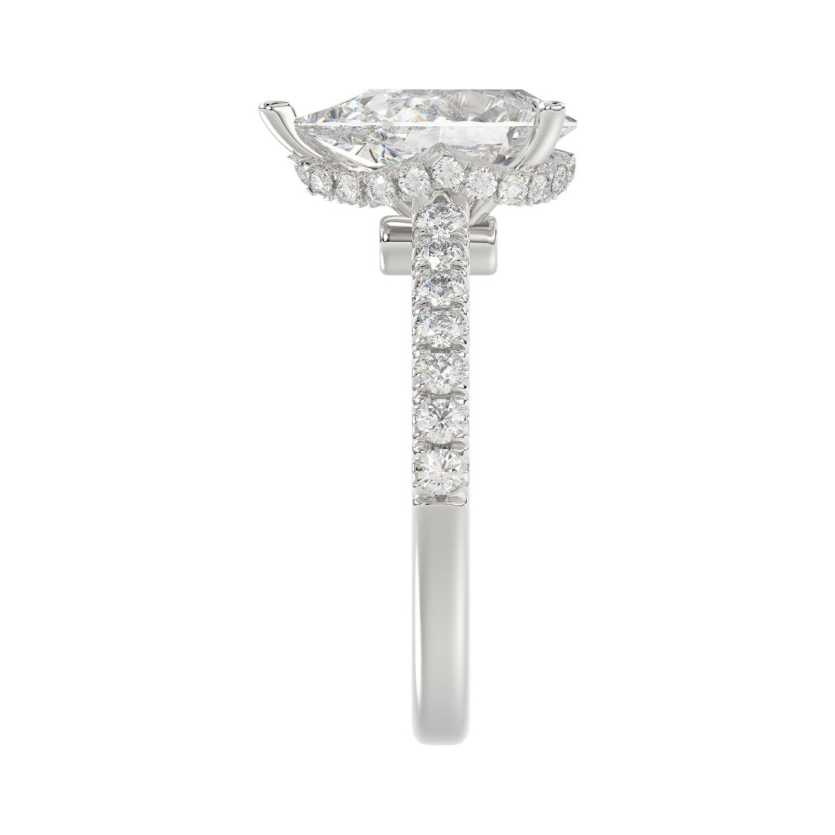 LADIES RING 2 1/2CT ROUND/PEAR/DIAMOND 14K WHITE GOLD
