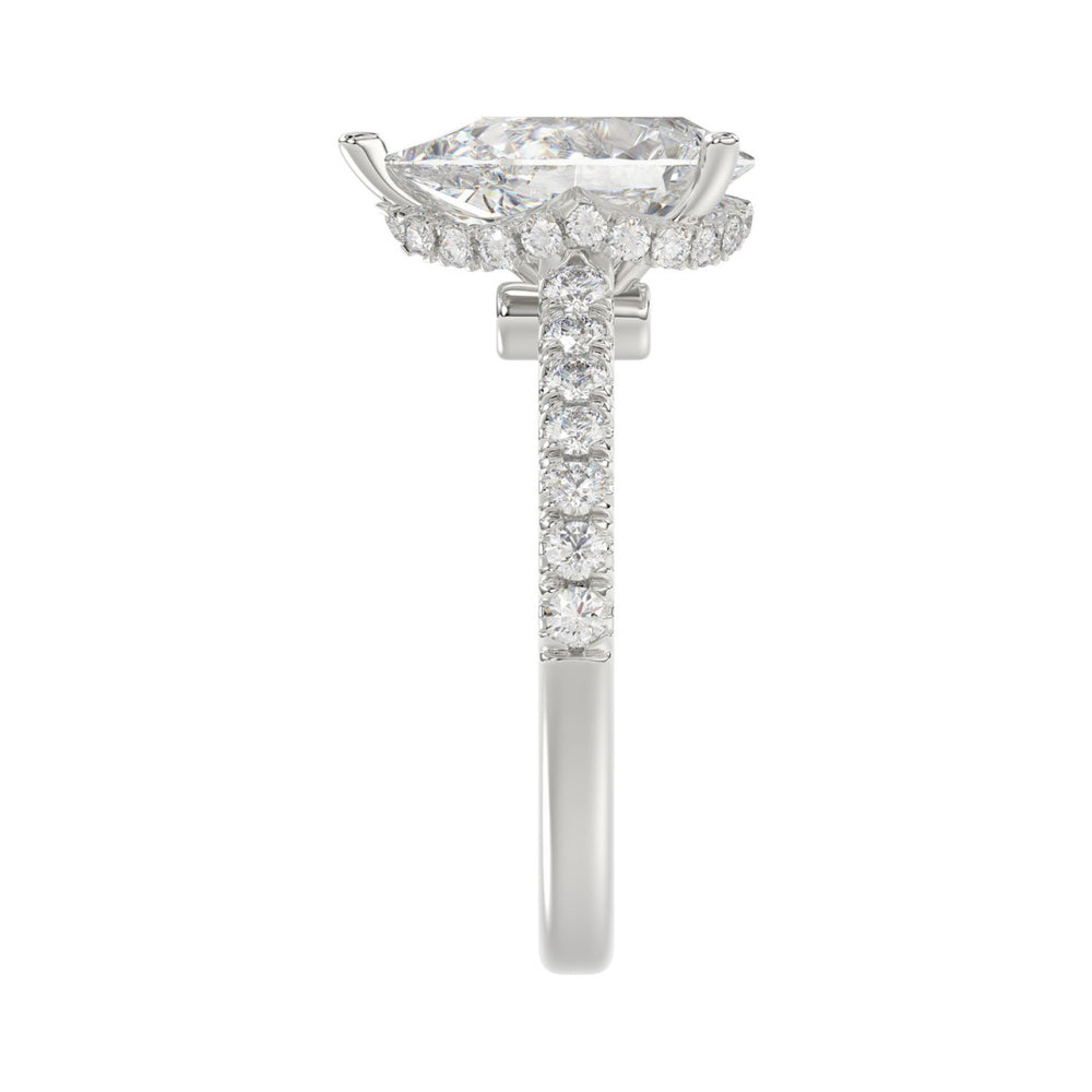 LADIES RING 2 1/2CT ROUND/PEAR/DIAMOND 14K WHITE GOLD