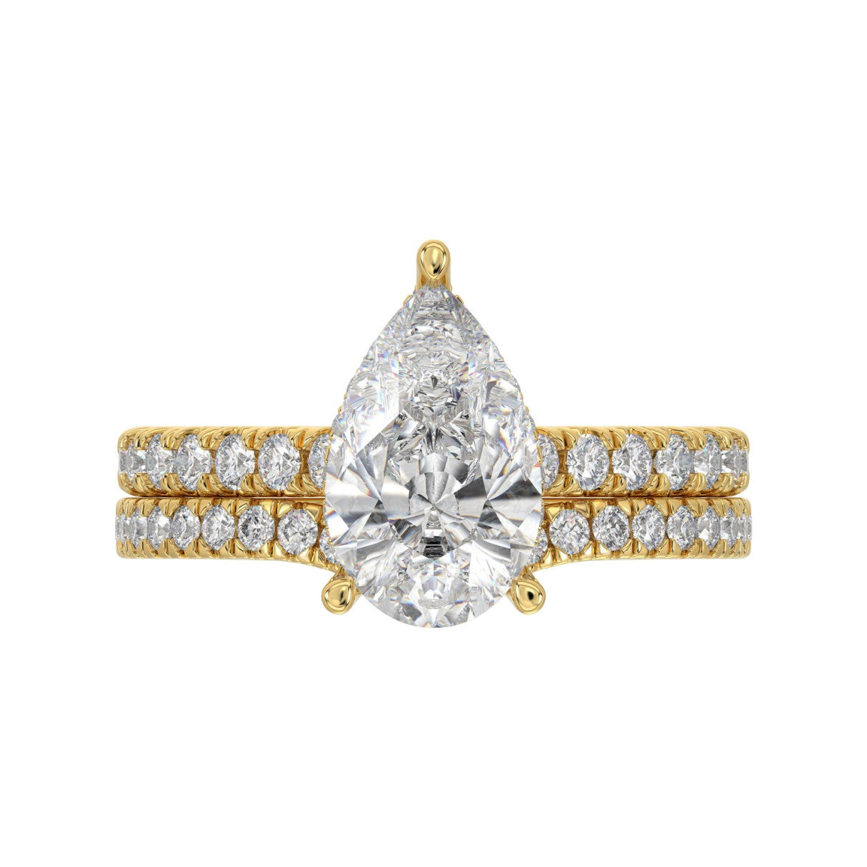 14K YELLOW GOLD 2 3/4CT ROUND/PEAR DIAMOND LADIES BRIDAL SET 