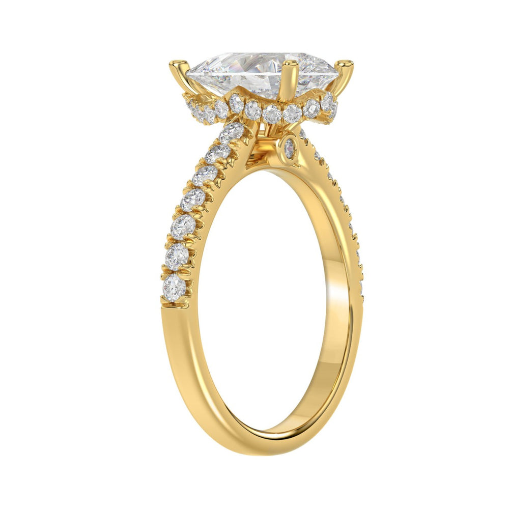 LADIES RING 2 1/2CT ROUND/PEAR/DIAMOND 14K YELLOW GOLD