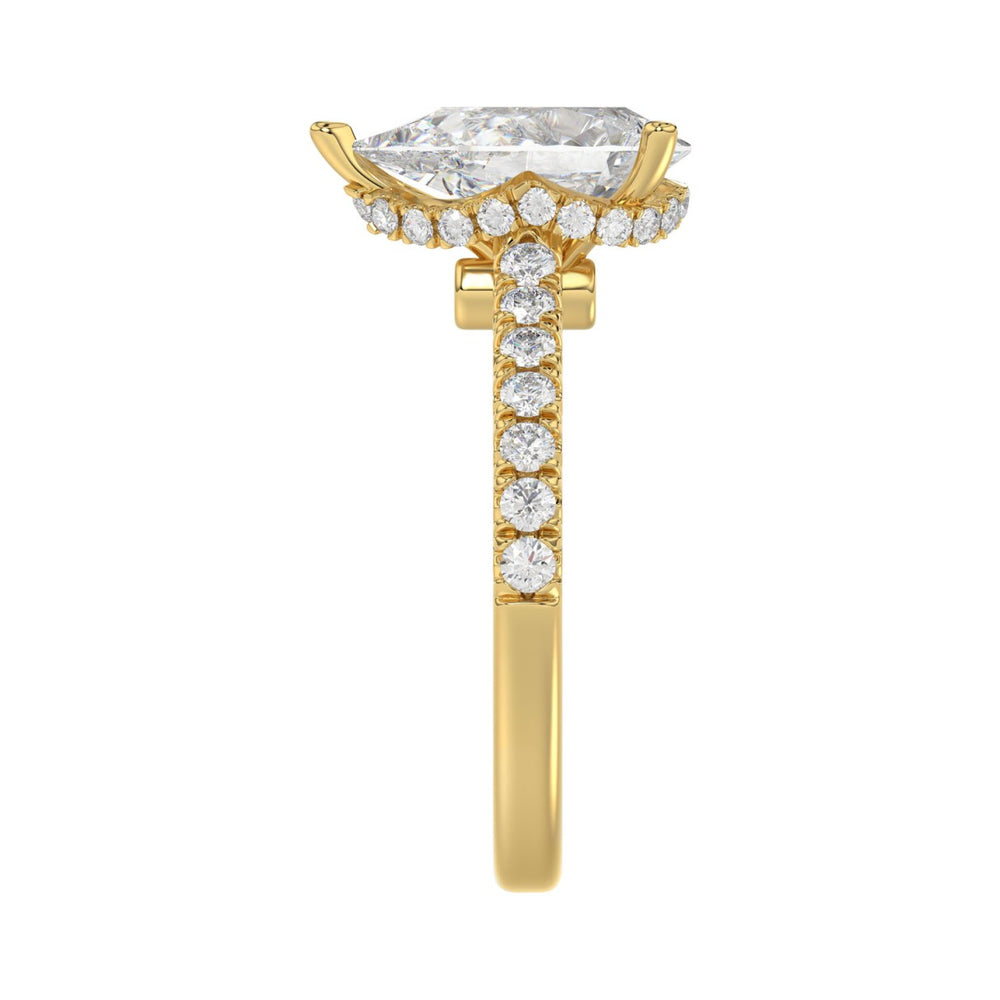 LADIES RING 2 1/2CT ROUND/PEAR/DIAMOND 14K YELLOW GOLD