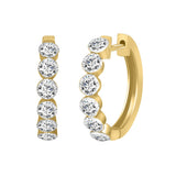LADIES HOOP EARRINGS 1 3/4CT ROUND DIAMOND 14K YELLOW GOLD