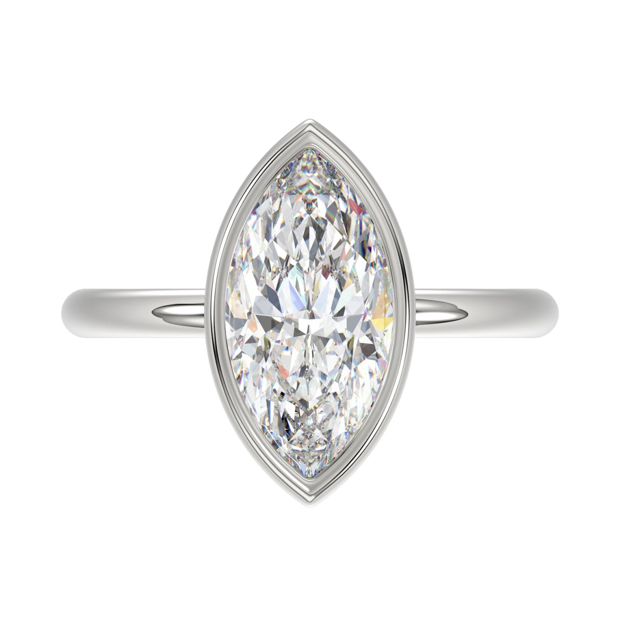 LADIES SOLITAIRE RING 3CT MARQUISE DIAMOND 14K WHITE GOLD (CENTER STONE MARQUISE DIAMOND 3CT )