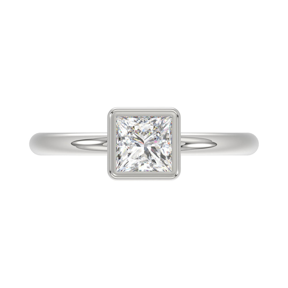 LADIES SOLITAIRE RING 1CT PRINCESS DIAMOND 14K WHITE GOLD (CENTER STONE PRINCESS DIAMOND 1CT )