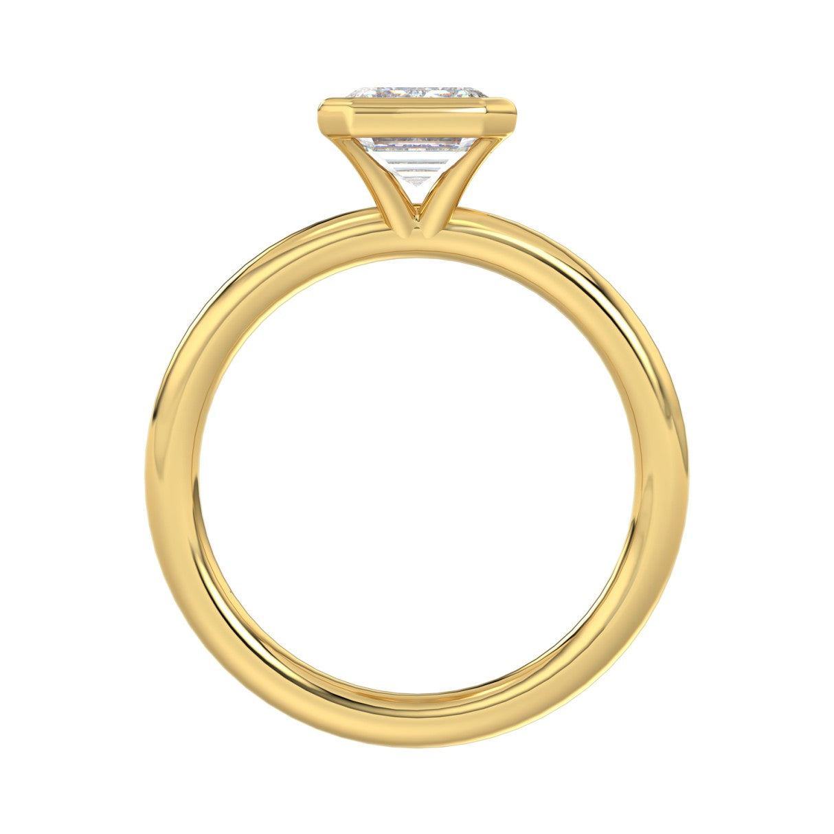 LADIES SOLITAIRE RING 3CT EMERALD DIAMOND 14K YELLOW GOLD (CENTER STONE EMERALD DIAMOND 3CT )