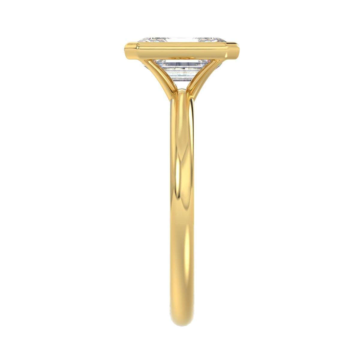 LADIES SOLITAIRE RING 3CT EMERALD DIAMOND 14K YELLOW GOLD (CENTER STONE EMERALD DIAMOND 3CT )