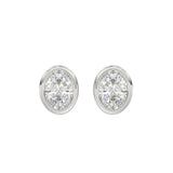 LADIES SOLITAIRE EARRINGS 3CT OVAL DIAMOND 14K WHITE GOLD