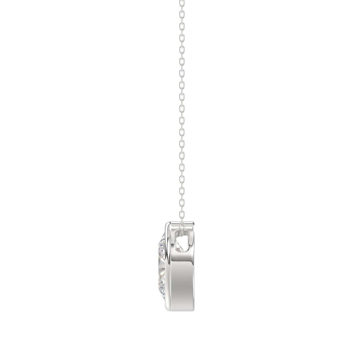 LADIES SOLITAIRE PENDANT 1CT OVAL DIAMOND 14K WHITE GOLD WITH CHAIN