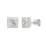 LADIES SOLITAIRE EARRINGS 3CT PRINCESS DIAMOND 14K WHITE GOLD