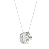 LADIES SOLITAIRE PENDANT 1CT ROUND DIAMOND 14K WHITE GOLD WITH CHAIN