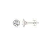 LADIES SOLITAIRE EARRINGS 1CT ROUND DIAMOND 14K WHITE GOLD