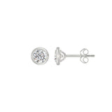 LADIES SOLITAIRE EARRINGS 1CT ROUND DIAMOND 14K WHITE GOLD