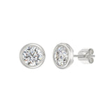 LADIES SOLITAIRE EARRINGS 3CT ROUND DIAMOND 14K WHITE GOLD